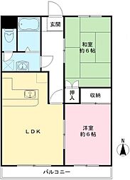アビタシオン 2階2LDKの間取り