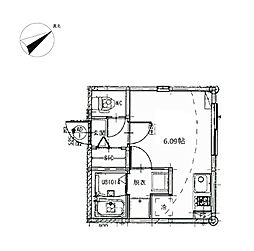 メゾンドシエル 3階ワンルームの間取り