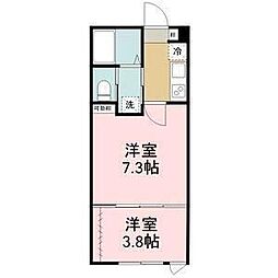 JR東北本線 太子堂駅 徒歩24分の賃貸アパート 1階2Kの間取り