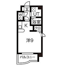 リバーブランシェ 4階1Kの間取り