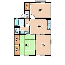 セジュール・N 2階3DKの間取り