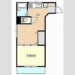 パールハウス 2階1Kの間取り