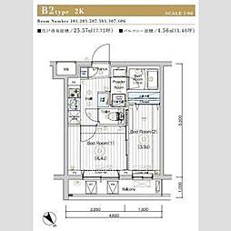 MAXIV北赤羽DUE 4階2Kの間取り