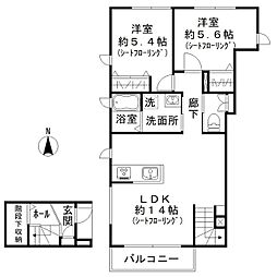 ＡＢIII 201 2階2LDKの間取り