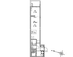 オーブＦＣ堀之内 2階ワンルームの間取り