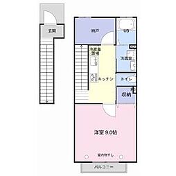 エクセル 2階1SKの間取り