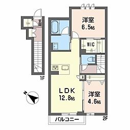 シティプラザ代官町　Ｅ 203 2階2LDKの間取り