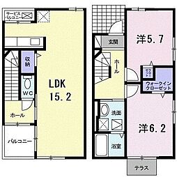 ヴィラ東雲 2LDKの間取図画像