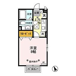 JR高崎線 倉賀野駅 3.2kmの賃貸アパート 1階1Kの間取り