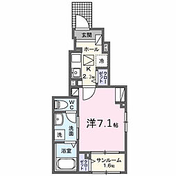 コロレ宝永町 1Kの間取図画像