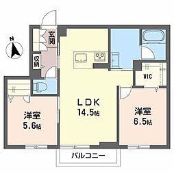 シャーメゾンＭII（ＳｈａＭａｉｓｏｎ　ＭII） 205 2階2LDKの間取り