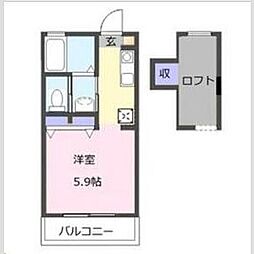 スマイルコーポI 2階1Kの間取り
