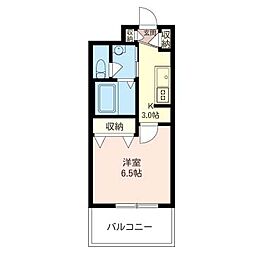 エスポワール幸 3階1Kの間取り