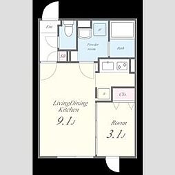 quador(クアドール)神宮西 5階1LDKの間取り