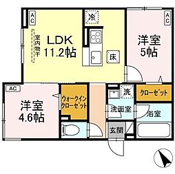 Asset-Court元横山町 1階2LDKの間取り