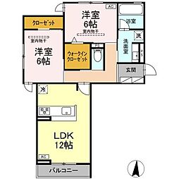 リバーステイツ 303 3階2LDKの間取り