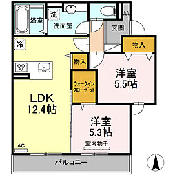 イリス　Ｂ 2階2LDKの間取り