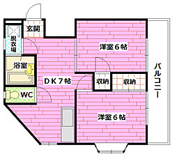 岩田ビル 3階2DKの間取り
