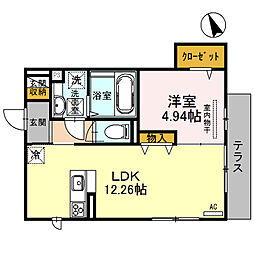 La Vie Belle 1階1LDKの間取り