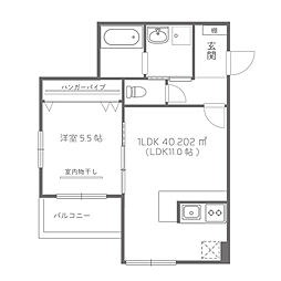 La vie Chouchou 大町 2階1LDKの間取り