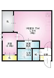 REGALEST CIEL大和田 1階1LDKの間取り