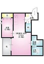 REGALEST CIEL大和田 1階1LDKの間取り