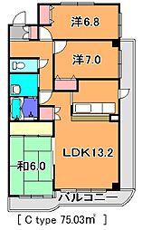 アイングレース八千代 6階3LDKの間取り