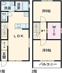カーサ・ウェイルＢ 1階2LDKの間取り