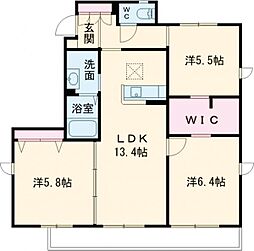 アルフラット 1階3LDKの間取り