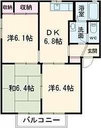 果楽苑　七番館 2階3DKの間取り
