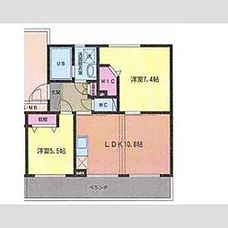 KS宮千代I 4階2LDKの間取り
