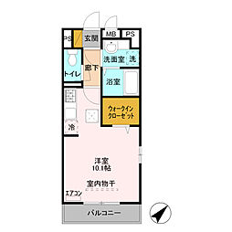セジュールＺＥＮ III　Ａ 1階ワンルームの間取り