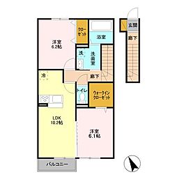 ソフィアクレール　Ａ 2階2LDKの間取り