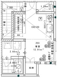 Florence東府中 2階ワンルームの間取り