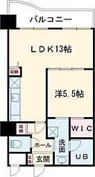 OMマンション東生駒 8階1LDKの間取り