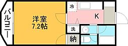 JR鹿児島本線 上熊本駅 徒歩6分の賃貸マンション 5階1Kの間取り