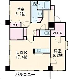 熊本市電A系統 通町筋駅 徒歩7分の賃貸マンション 5階2LDKの間取り