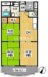 ビアンカ狭山 B302 3階3DKの間取り