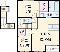 ＬＵＣＡＳＡII 1階2LDKの間取り
