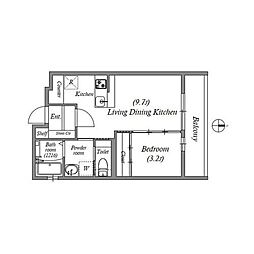 アドバンス京都リエートII 3階1LDKの間取り