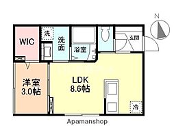 Ｃａｌｍｐｏｒｔ　Ｎ 2階1LDKの間取り
