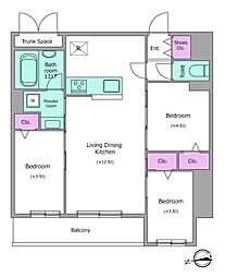 ドゥーエ日暮里III 4階3LDKの間取り
