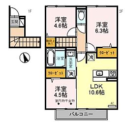 T-room 2階3LDKの間取り