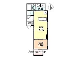 Ｃａｌｍｐｏｒｔ　Ｎ 1階1LDKの間取り