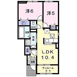 サンリット・Ｍ　Ａ棟 1階2LDKの間取り