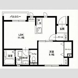 リーブルファイン一宮市乾町II　2号棟 101 1階1LDKの間取り