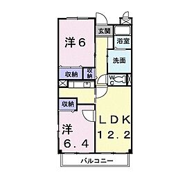 パレ・ヴェルジュ 3階2LDKの間取り