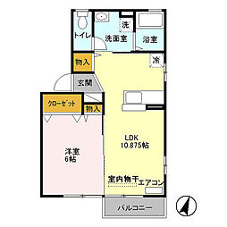 ウィステリア石倉 2階1LDKの間取り