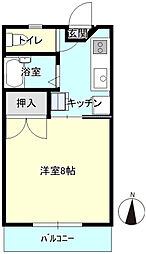ラビットハウス 1Kの間取図画像