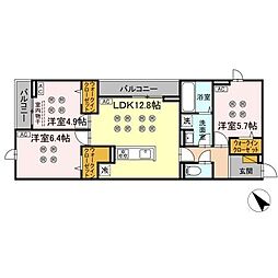D-KISARIA　WI 3階3LDKの間取り